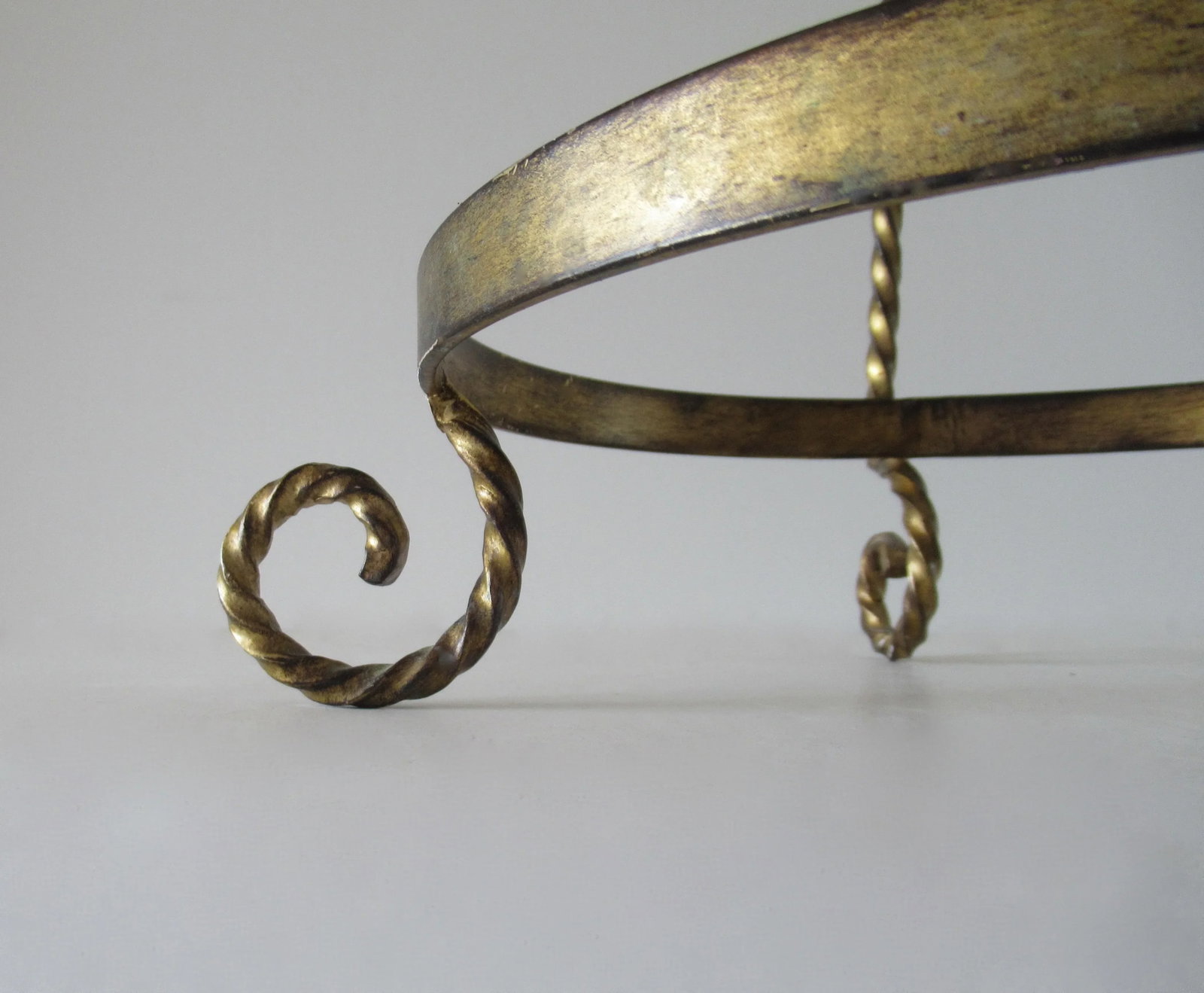 Vintage Hollywood Regency Italian Gold Gilt Metal Rope Handwrought 3-Tier Serving Tower - 11