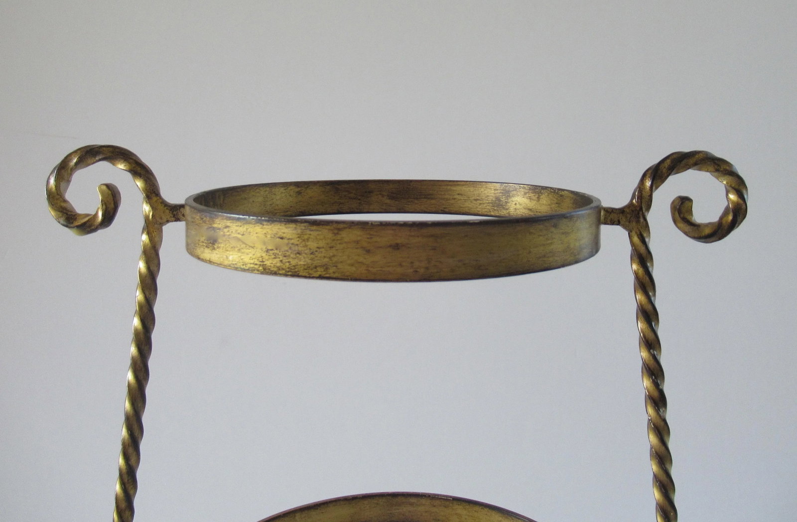 Vintage Hollywood Regency Italian Gold Gilt Metal Rope Handwrought 3-Tier Serving Tower - 8