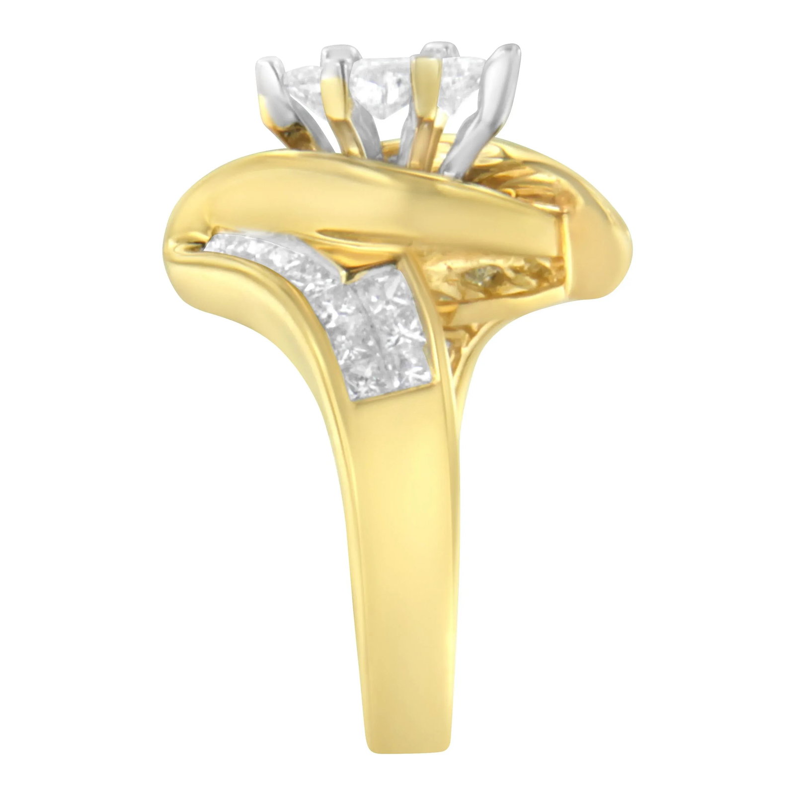 14K Yellow Gold Princess, Baguette, and Pie cut Diamond Marquise Shaped Ring (1 1/4 Cttw, G-H Color, - 5