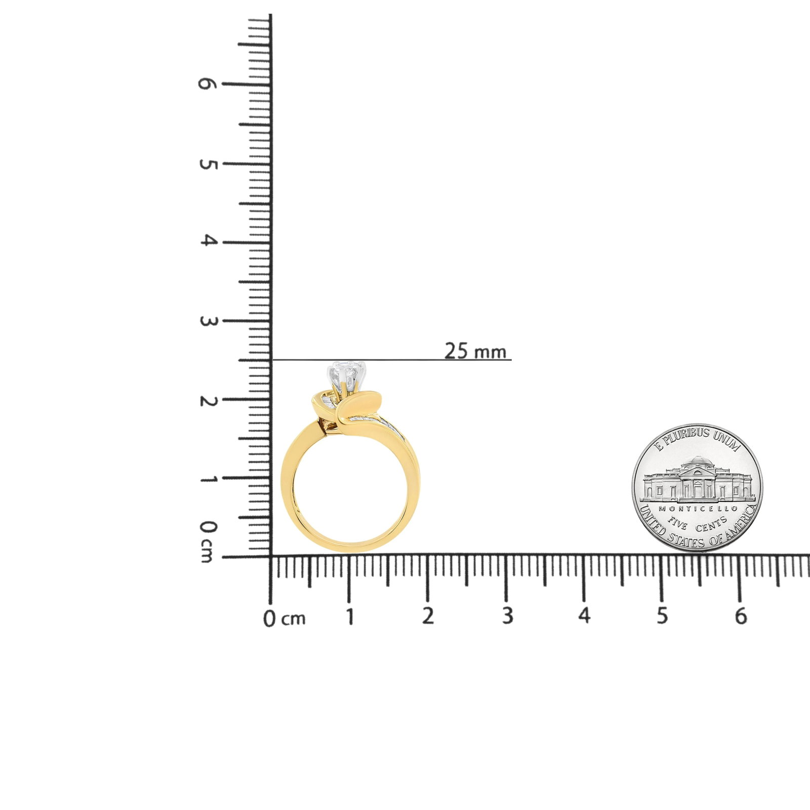 14K Yellow Gold Princess, Baguette, and Pie cut Diamond Marquise Shaped Ring (1 1/4 Cttw, G-H Color, - 7