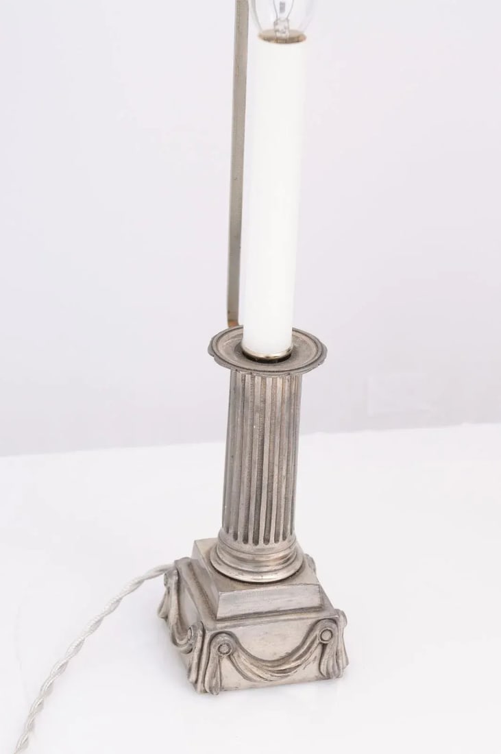 Pair of Petite French Early 20th Century Silver Plate Buillotte Lamps - 10