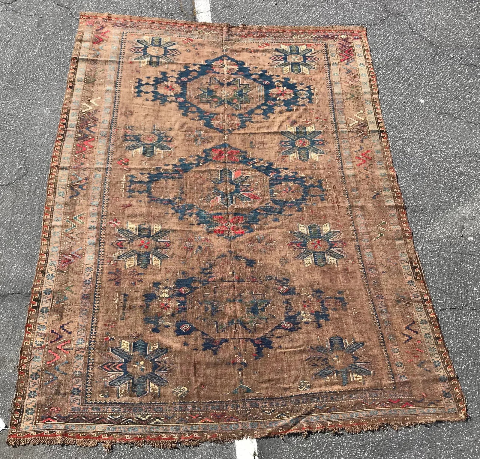 1900s Azerbaijan Soumac Rug-6'10'' * 9'10'' - 2