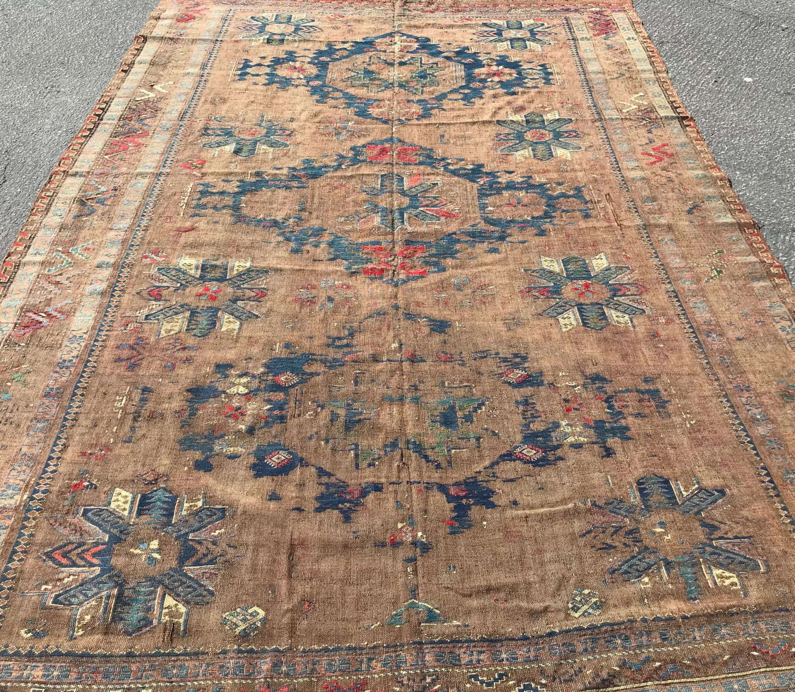 1900s Azerbaijan Soumac Rug-6'10'' * 9'10'' - 3