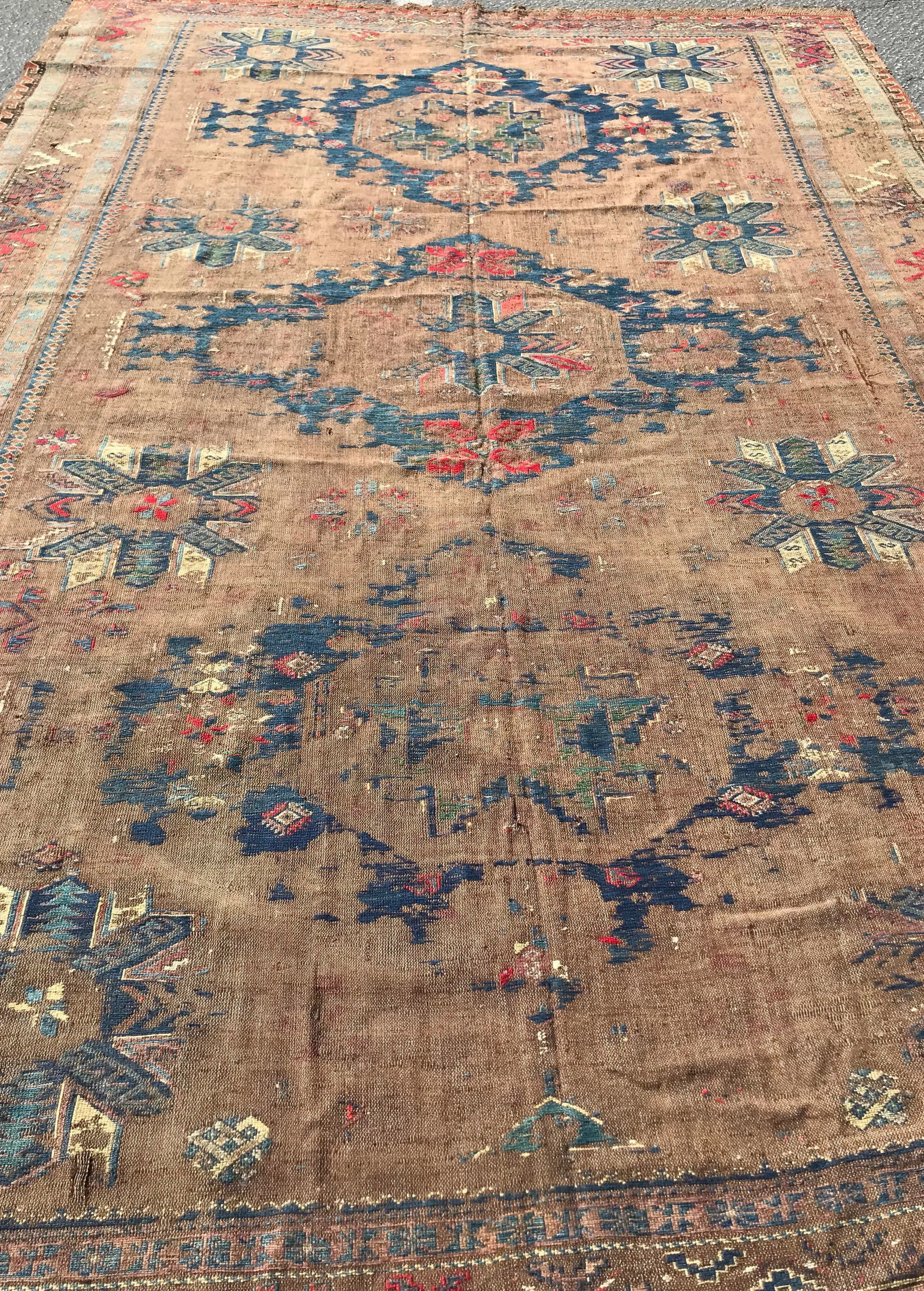 1900s Azerbaijan Soumac Rug-6'10'' * 9'10'' - 4