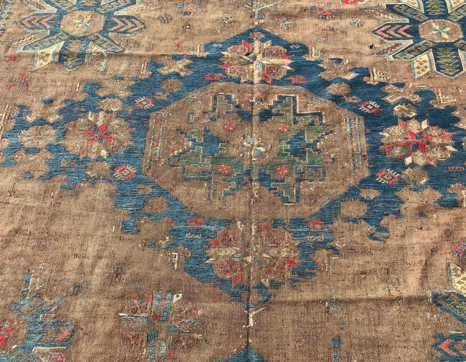 1900s Azerbaijan Soumac Rug-6'10'' * 9'10'' - 7