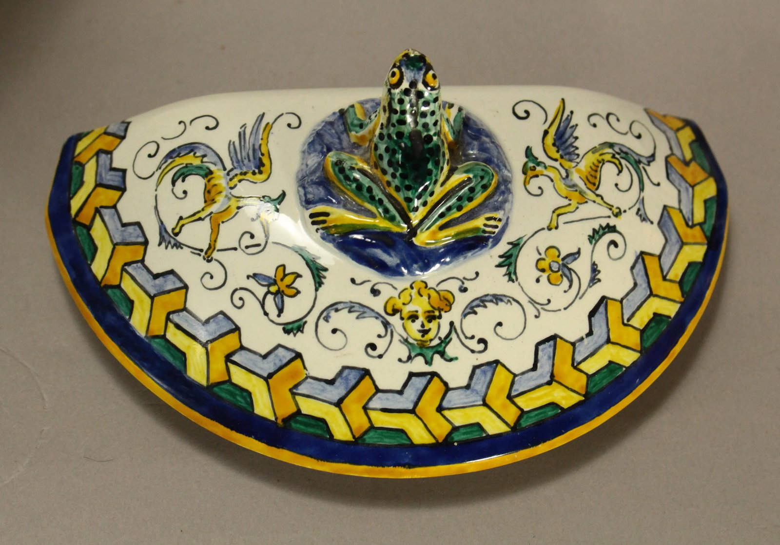 1867 Gien Faience Lavabo Wall Fountain & Basin, Neo-Classical Renaissance - 10