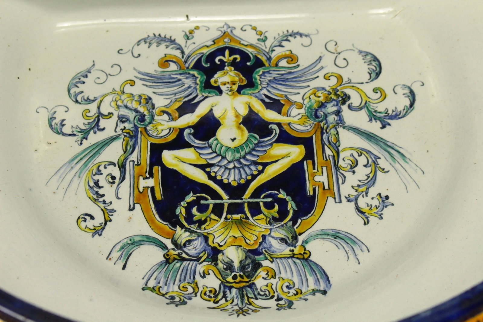 1867 Gien Faience Lavabo Wall Fountain & Basin, Neo-Classical Renaissance - 4