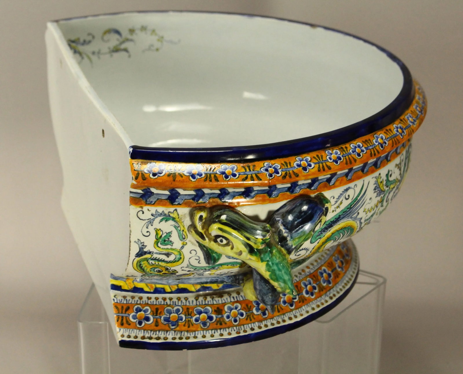 1867 Gien Faience Lavabo Wall Fountain & Basin, Neo-Classical Renaissance - 6