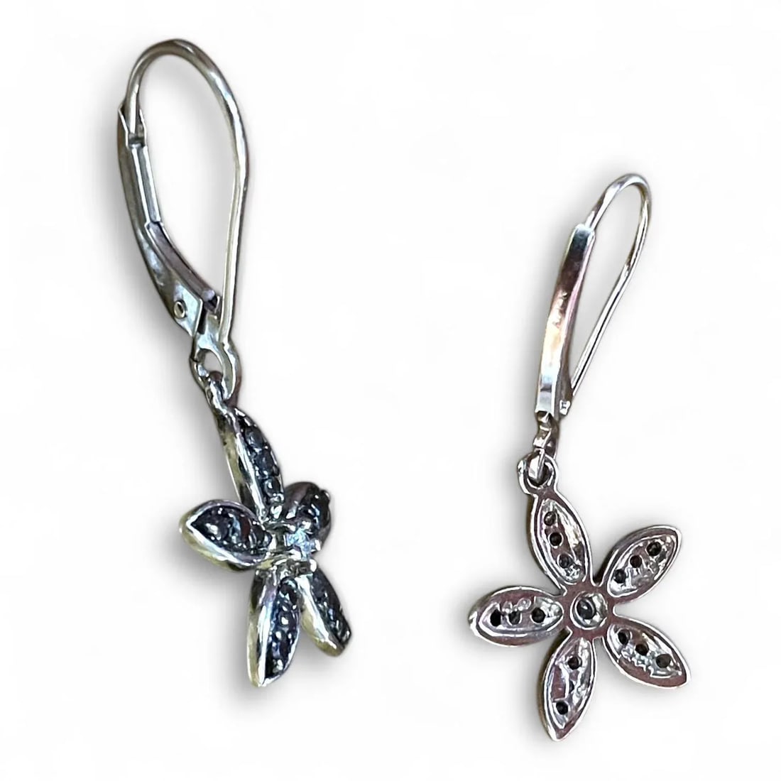 Black Diamond Flower Earrings - 2 Pieces - 2