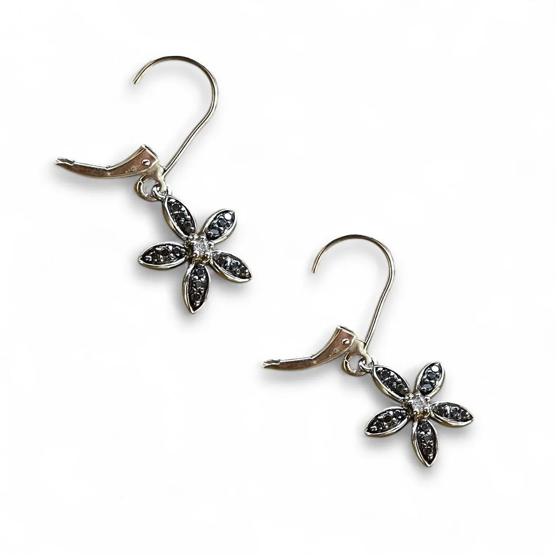 Black Diamond Flower Earrings - 2 Pieces - 3