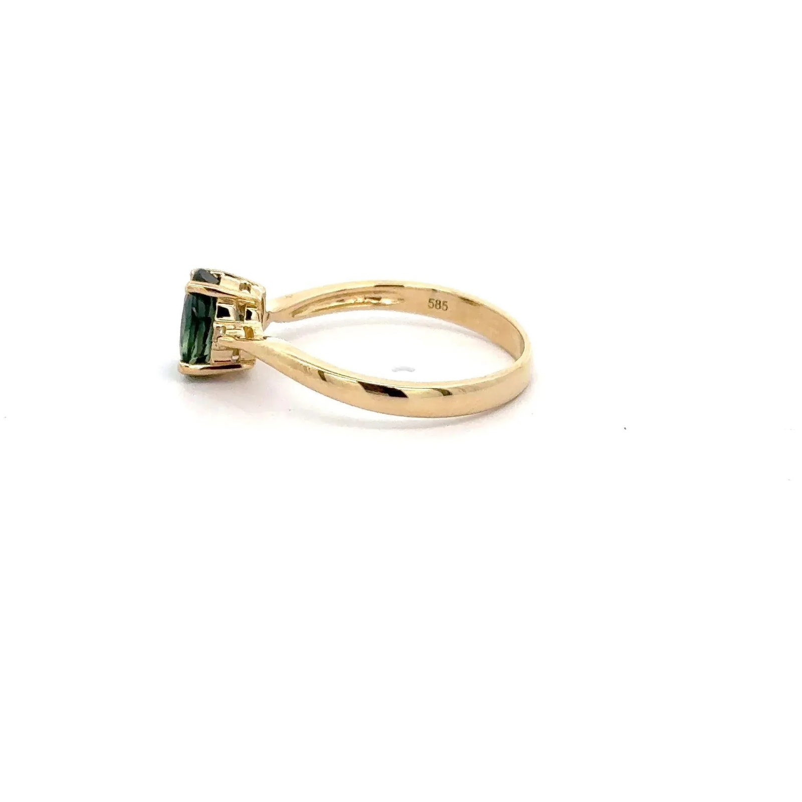 1.3 Carat Oval Cut Blue Sapphire and Diamond 3 Stone Curvy Ring, Size 6.5 - 5