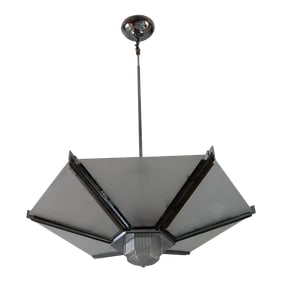 1970s Art Deco Polished Chrome Pendant