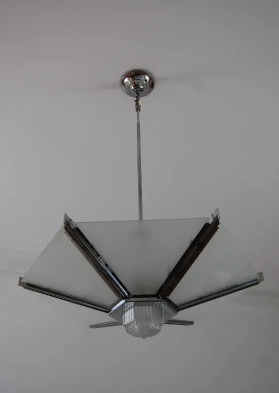 1970s Art Deco Polished Chrome Pendant - 2