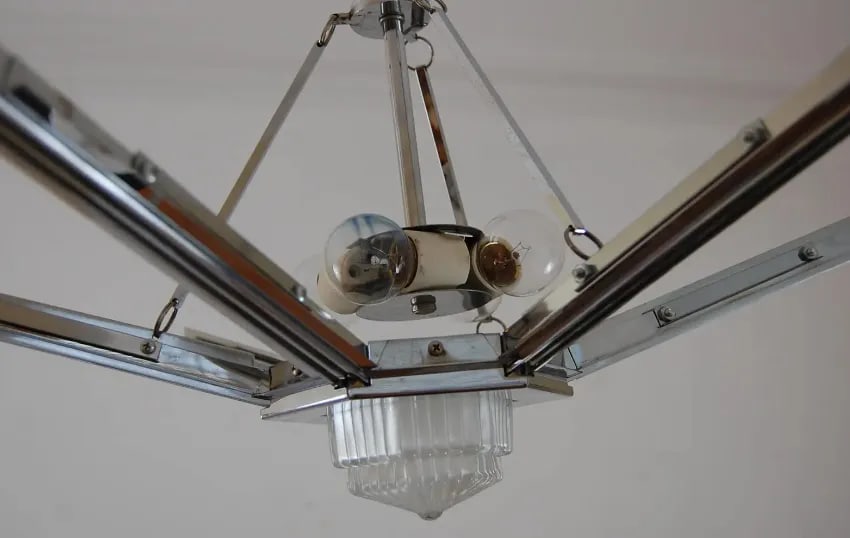 1970s Art Deco Polished Chrome Pendant - 5