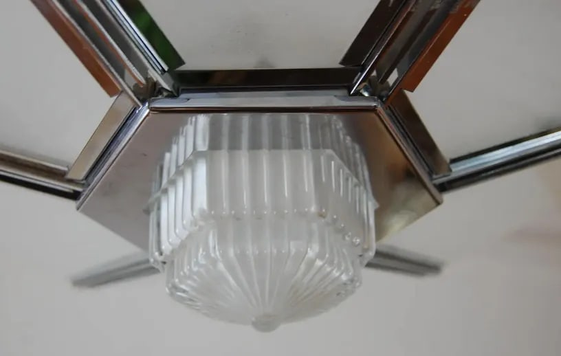 1970s Art Deco Polished Chrome Pendant - 6