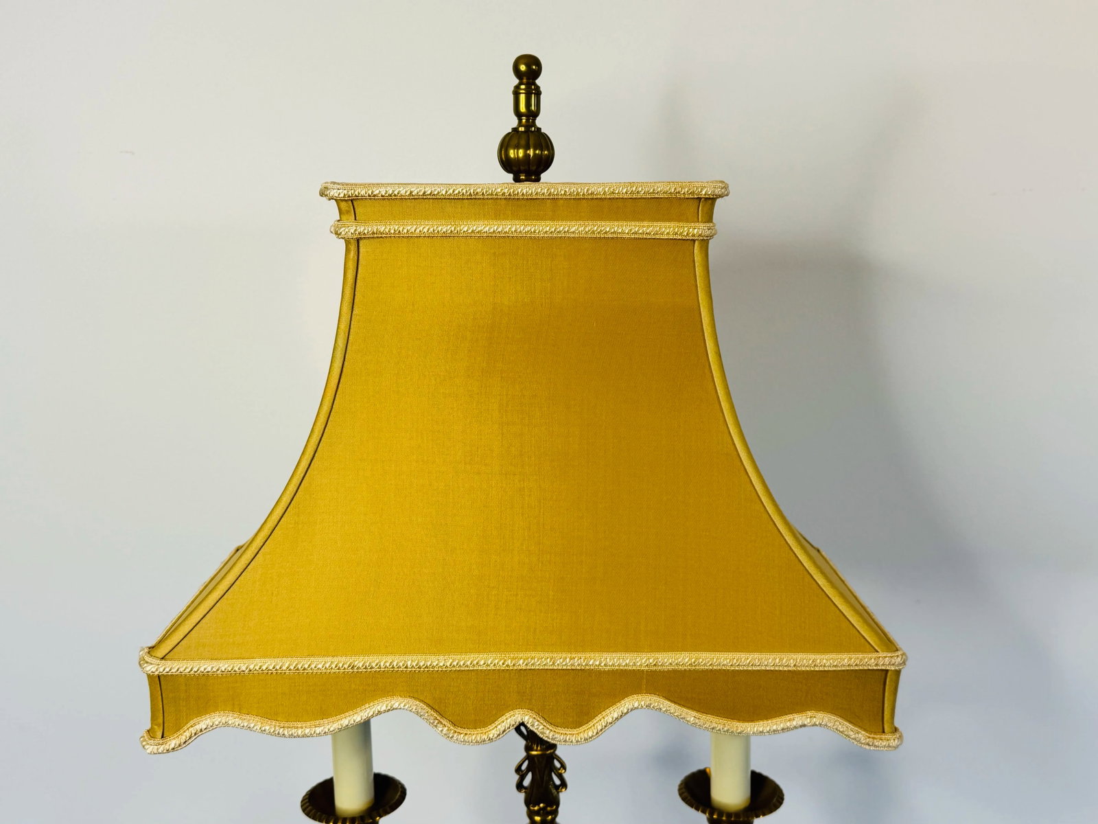 1980s Chelsea House Solid Brass Candelabra Style Table Lamp With Rectangular Silk Shade - 11