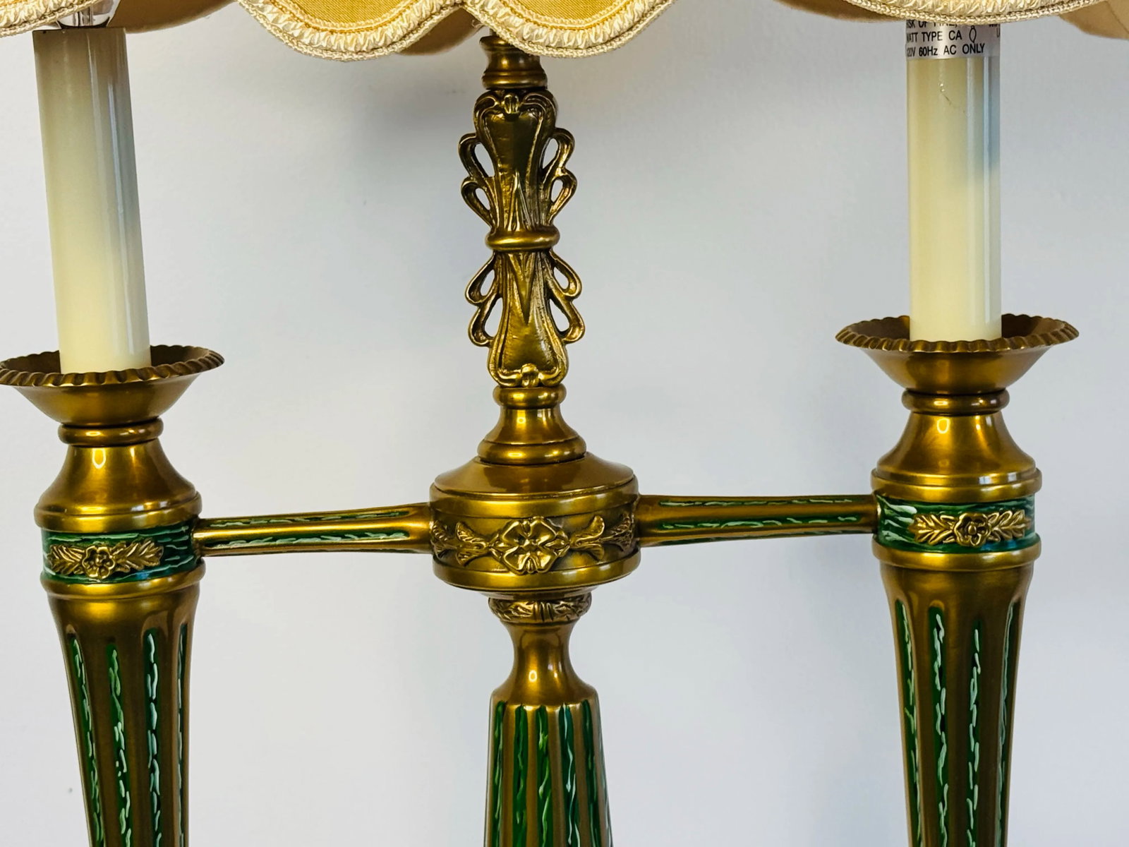 1980s Chelsea House Solid Brass Candelabra Style Table Lamp With Rectangular Silk Shade - 3