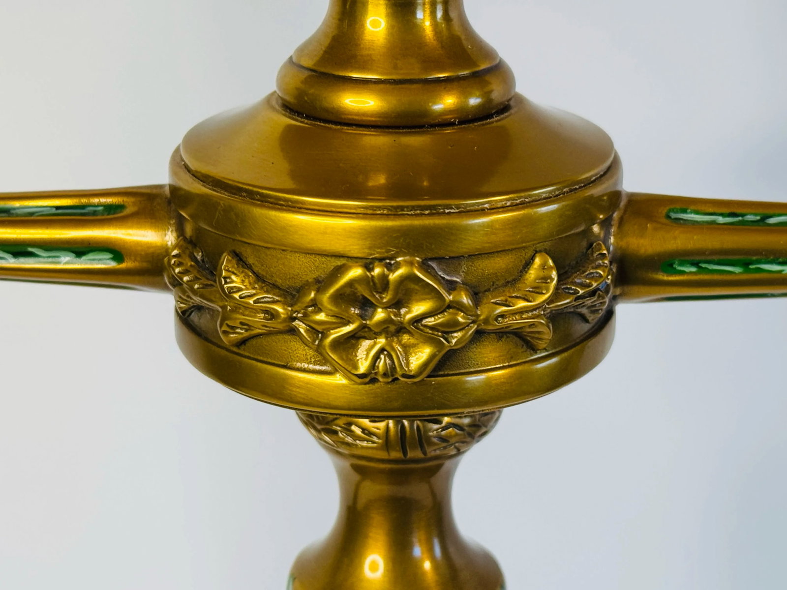 1980s Chelsea House Solid Brass Candelabra Style Table Lamp With Rectangular Silk Shade - 4