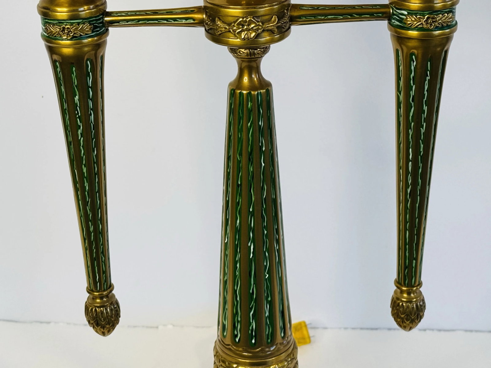1980s Chelsea House Solid Brass Candelabra Style Table Lamp With Rectangular Silk Shade - 5