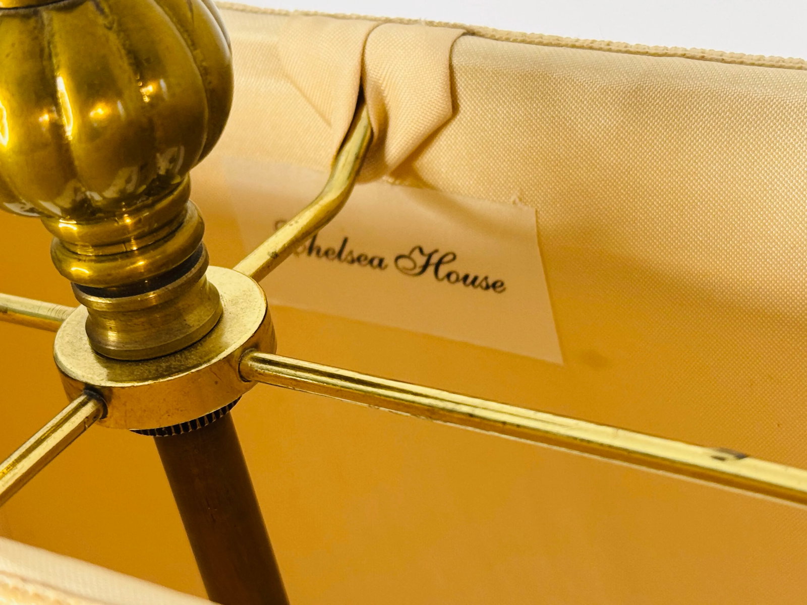 1980s Chelsea House Solid Brass Candelabra Style Table Lamp With Rectangular Silk Shade - 9