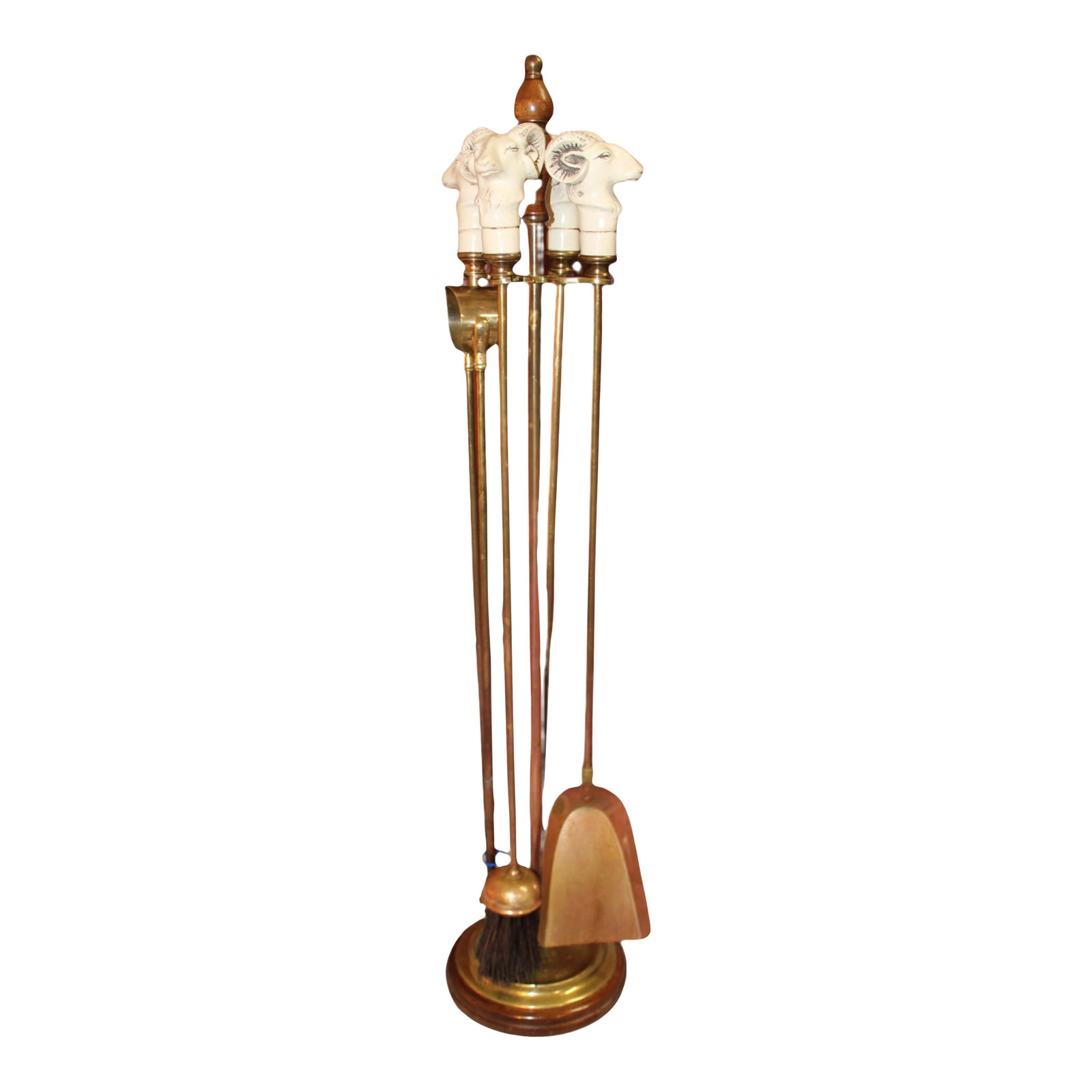 English Carved Ram Head Fireplace Tool Set | 5 Pieces (1 of 8)