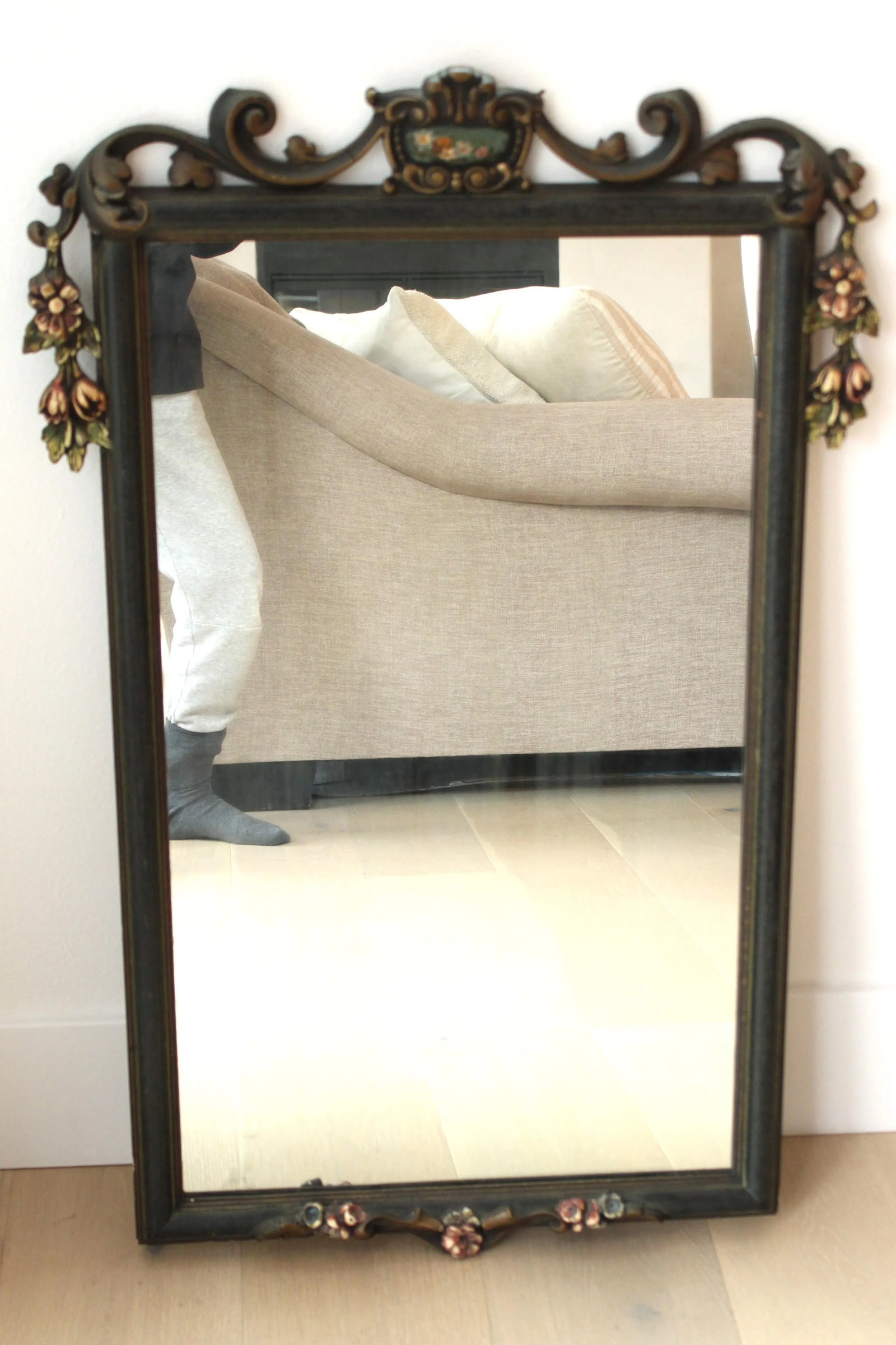 Monumental Early 20th Century French/Hand Painted Floral Motif - 2