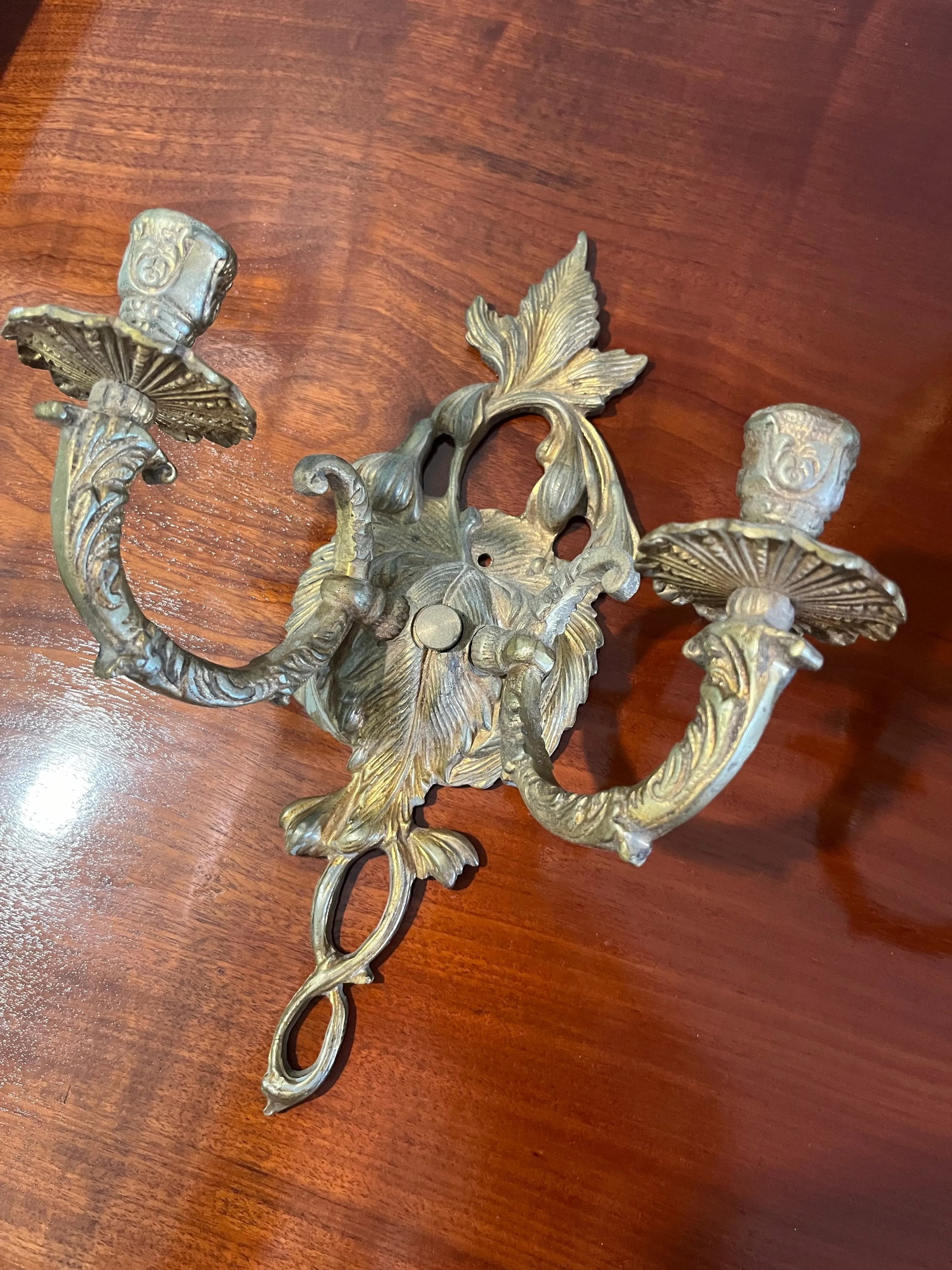 Pair of Antique French Gilt Bronze Wall Candle Sconces Late 19th Century - 3