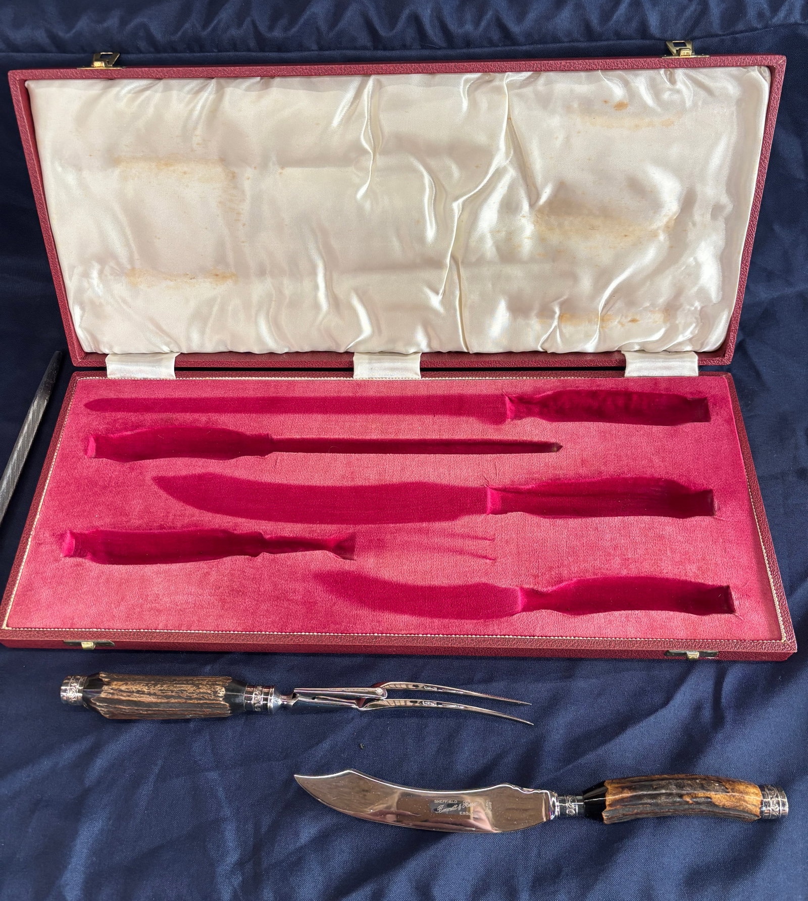 1920s Sheffield Stainless Steel Carving Set in Original Box- 5 Pieces - 2