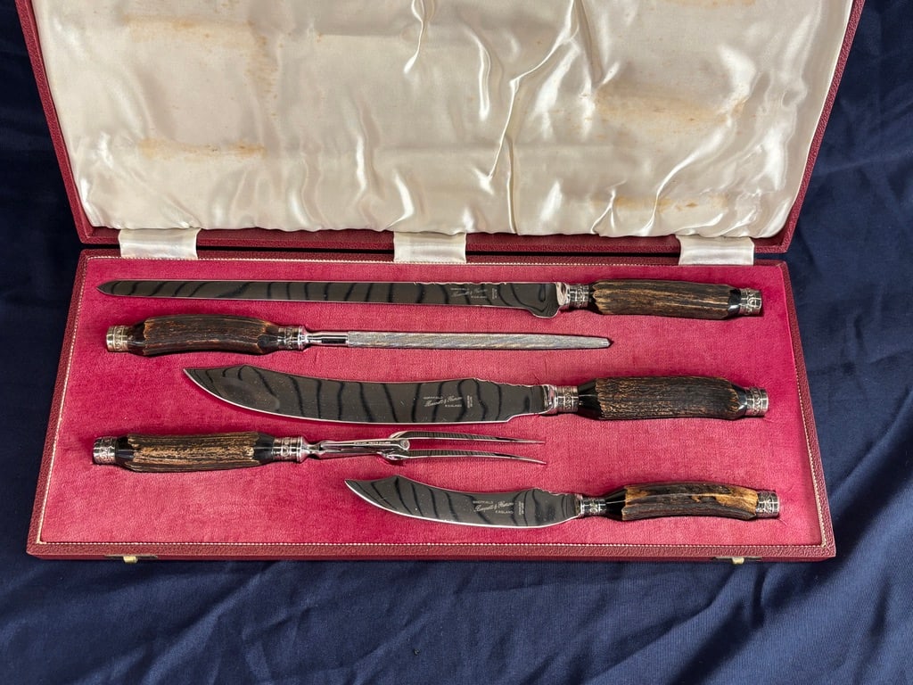 1920s Sheffield Stainless Steel Carving Set in Original Box- 5 Pieces - 3