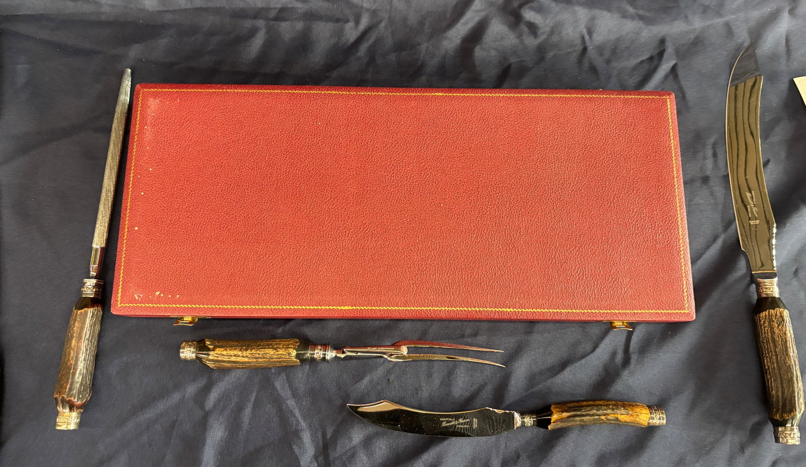 1920s Sheffield Stainless Steel Carving Set in Original Box- 5 Pieces - 4