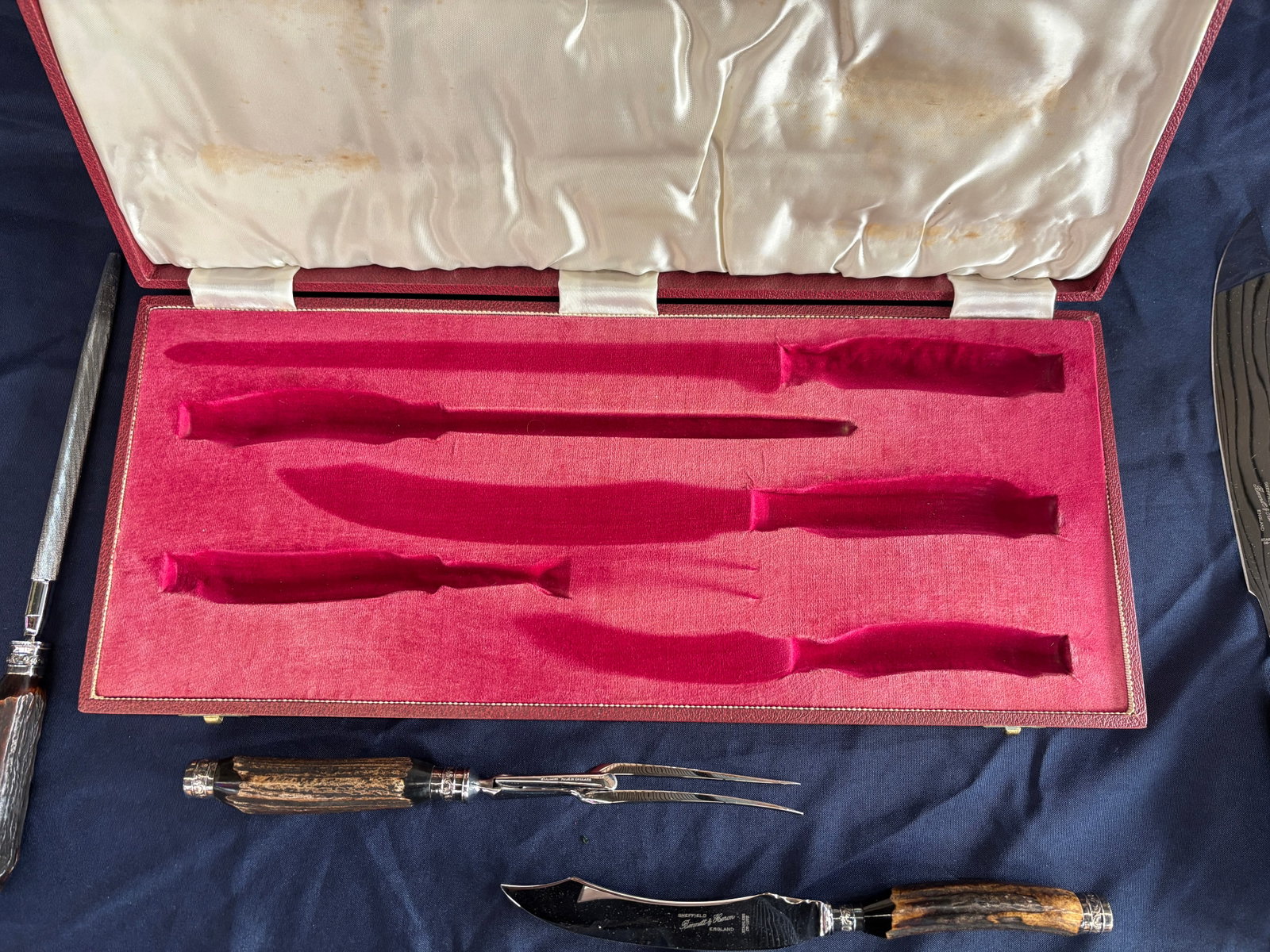 1920s Sheffield Stainless Steel Carving Set in Original Box- 5 Pieces - 6