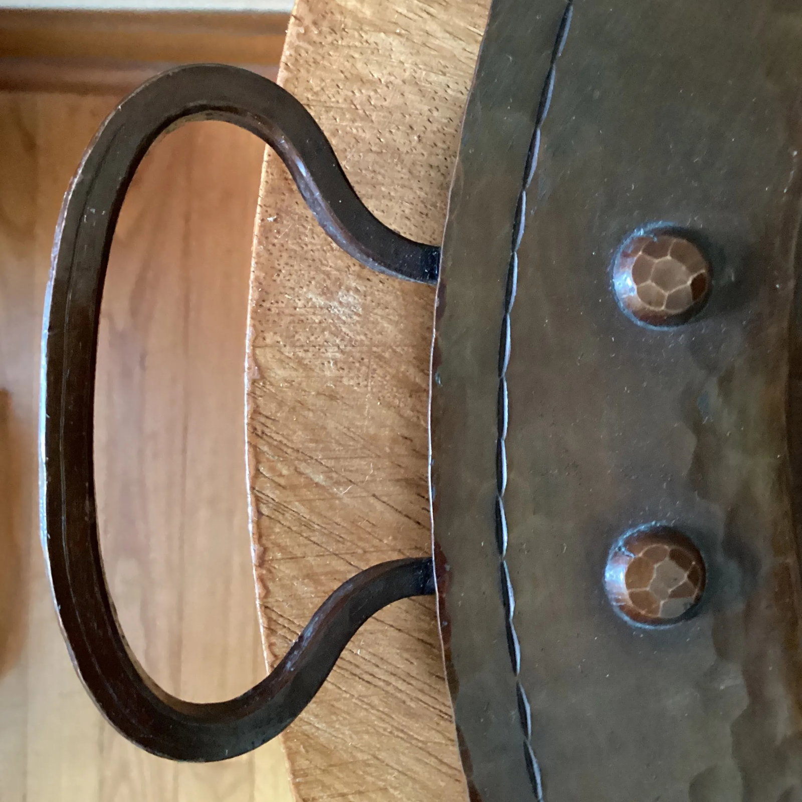 Antique Hammered Copper Two-Handled Tray by Roycroft Arts & Crafts, Roycroft Inn at East Aurora, Cir - 4