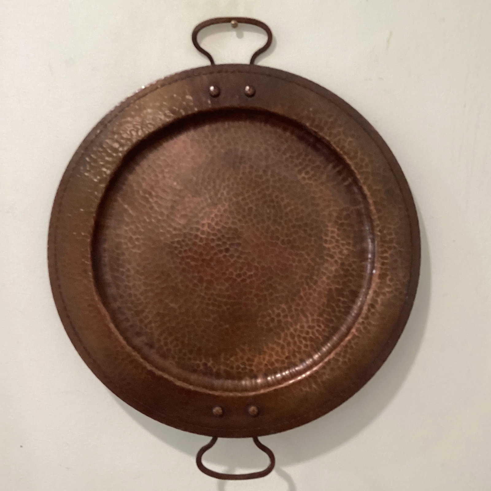 Antique Hammered Copper Two-Handled Tray by Roycroft Arts & Crafts, Roycroft Inn at East Aurora, Cir - 8