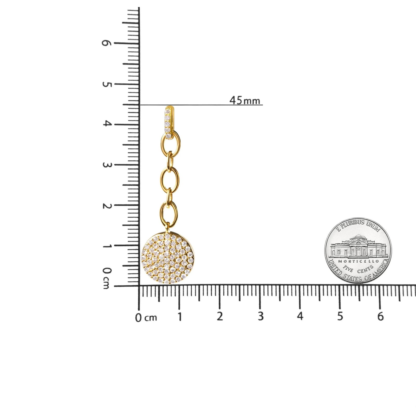 18K Yellow Gold Plated .925 Sterling Silver 1.0 Cttw Diamond Composite Cluster Dangle Chain Earrings - 5