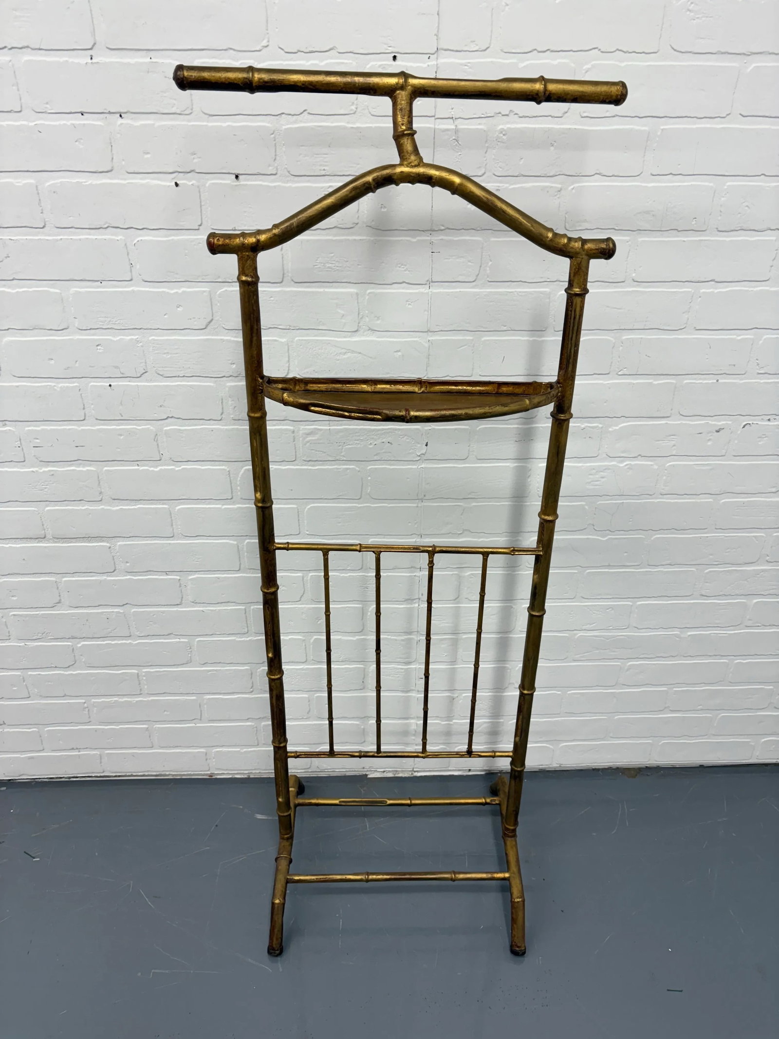 1960s Hollywood Regency Metal Italian Gold Gilt Faux Bamboo Velet - 3
