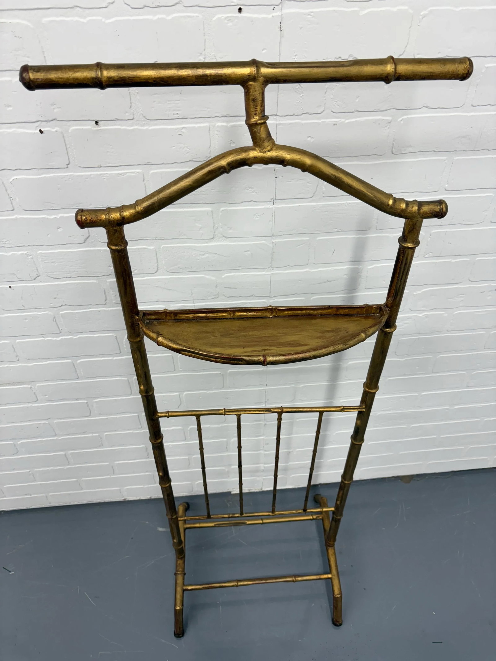 1960s Hollywood Regency Metal Italian Gold Gilt Faux Bamboo Velet - 4