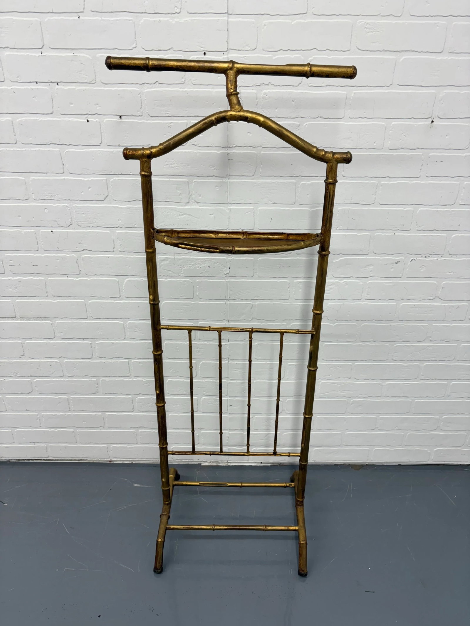 1960s Hollywood Regency Metal Italian Gold Gilt Faux Bamboo Velet - 5