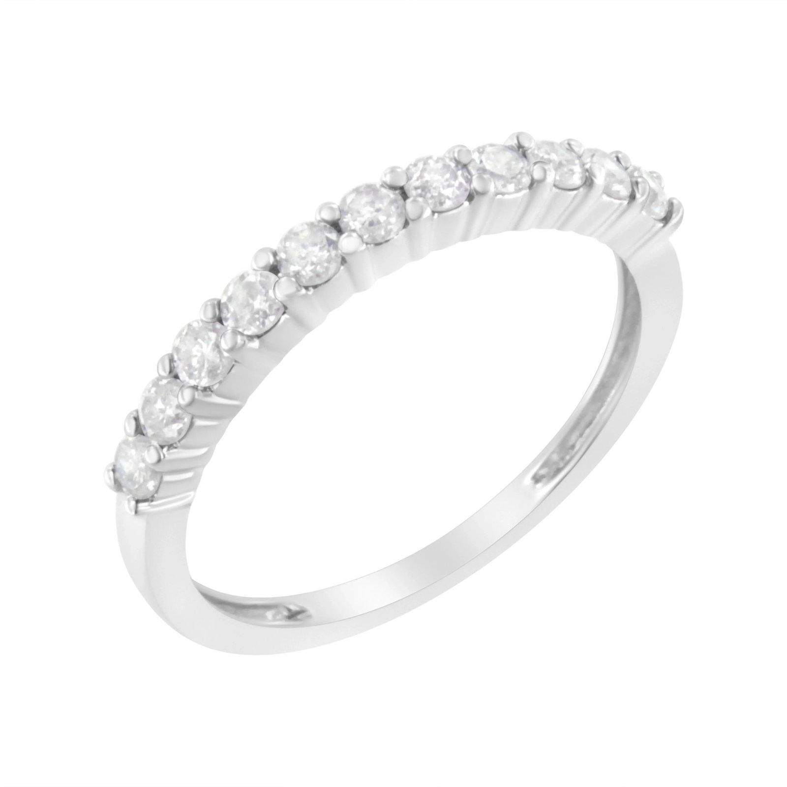 IGI Certified 1/2 Cttw Diamond 10K White Gold Prong Set Fluted Band Style Ring (I-J Color, I2-I3 Cla - 2