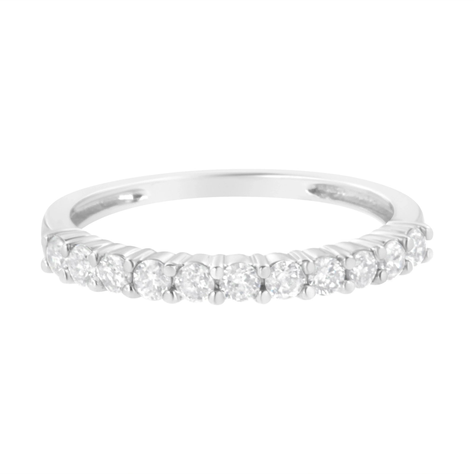 IGI Certified 1/2 Cttw Diamond 10K White Gold Prong Set Fluted Band Style Ring (I-J Color, I2-I3 Cla - 3