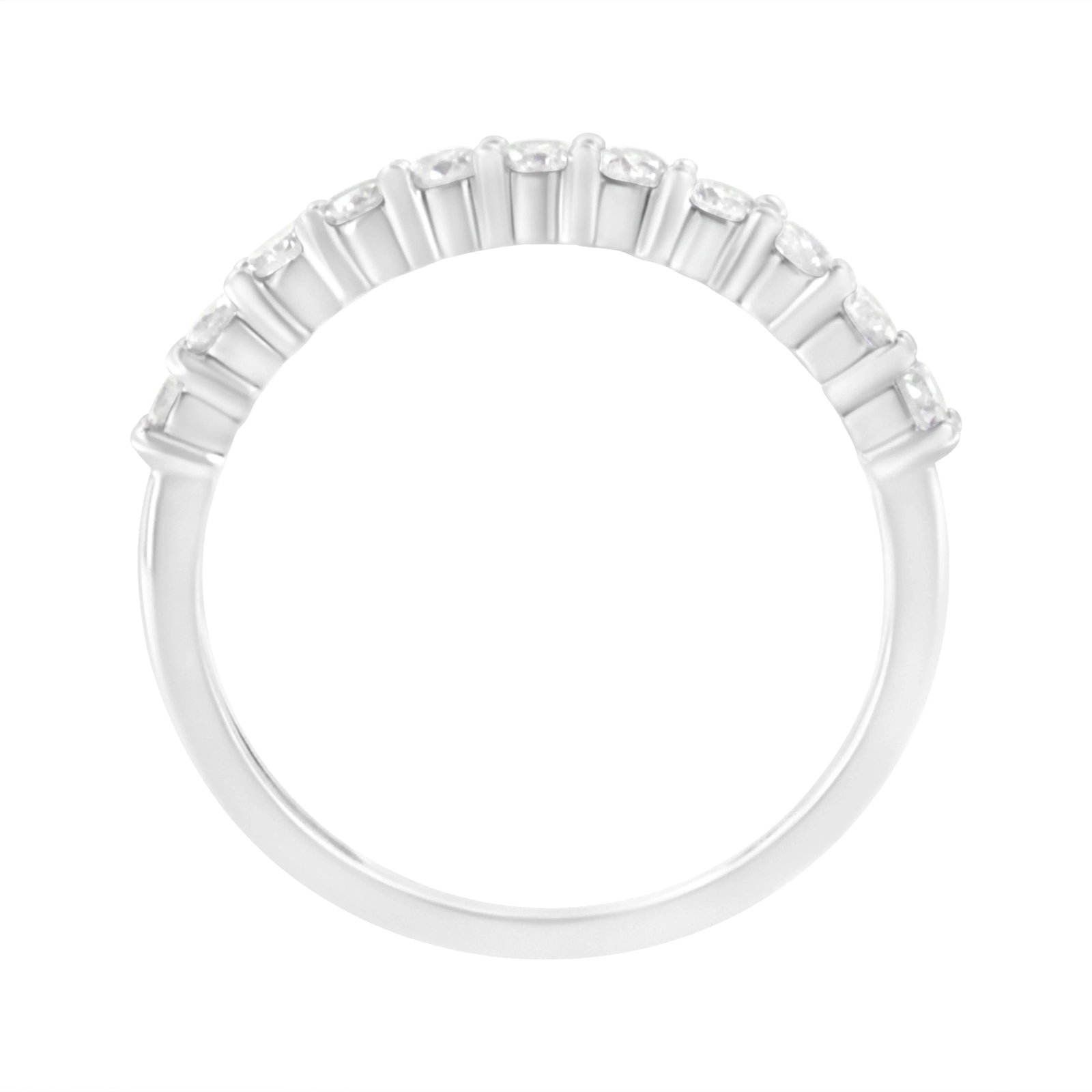 IGI Certified 1/2 Cttw Diamond 10K White Gold Prong Set Fluted Band Style Ring (I-J Color, I2-I3 Cla - 4