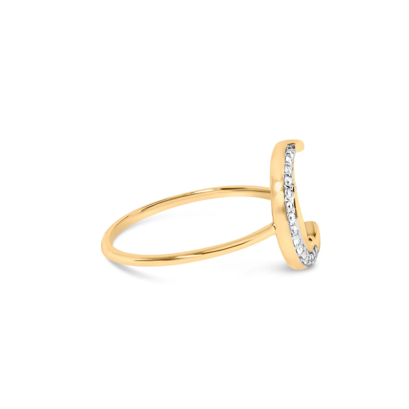 10K Yellow Gold 1/10 Cttw Diamond Crescent Moon Ring (I-J Color, I1-I2 Clarity) - Ring Size 7 - 2