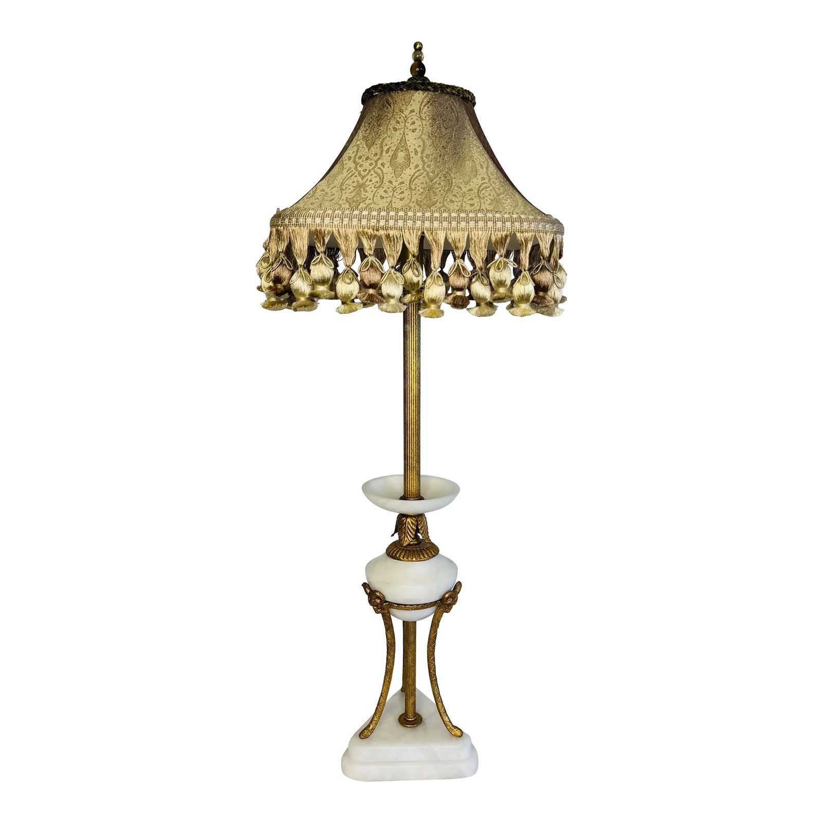 1980s Frederick Cooper Style White Marble & Gilt Metal Tall Table Lamp (1 of 11)