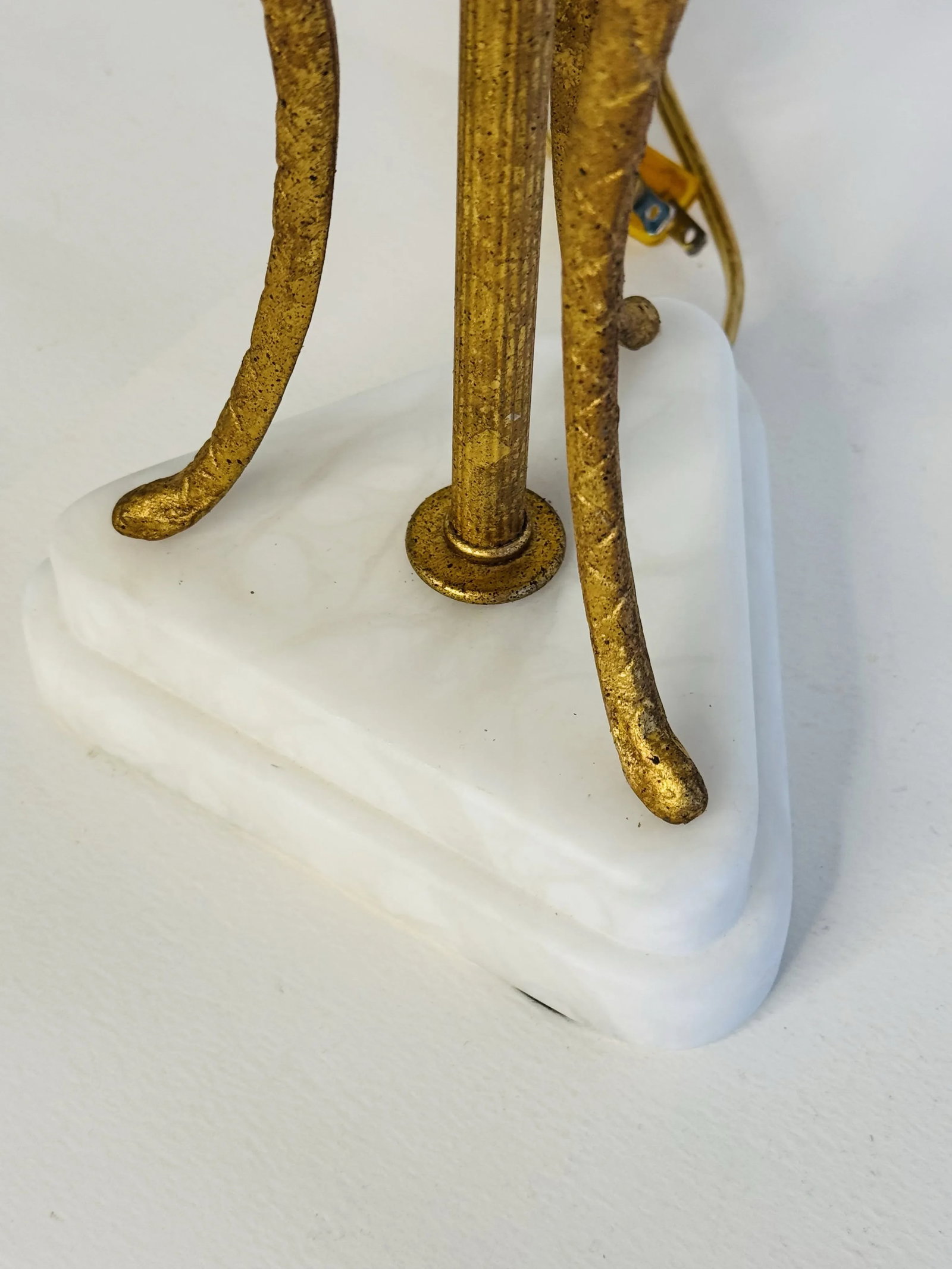 1980s Frederick Cooper Style White Marble & Gilt Metal Tall Table Lamp - 3