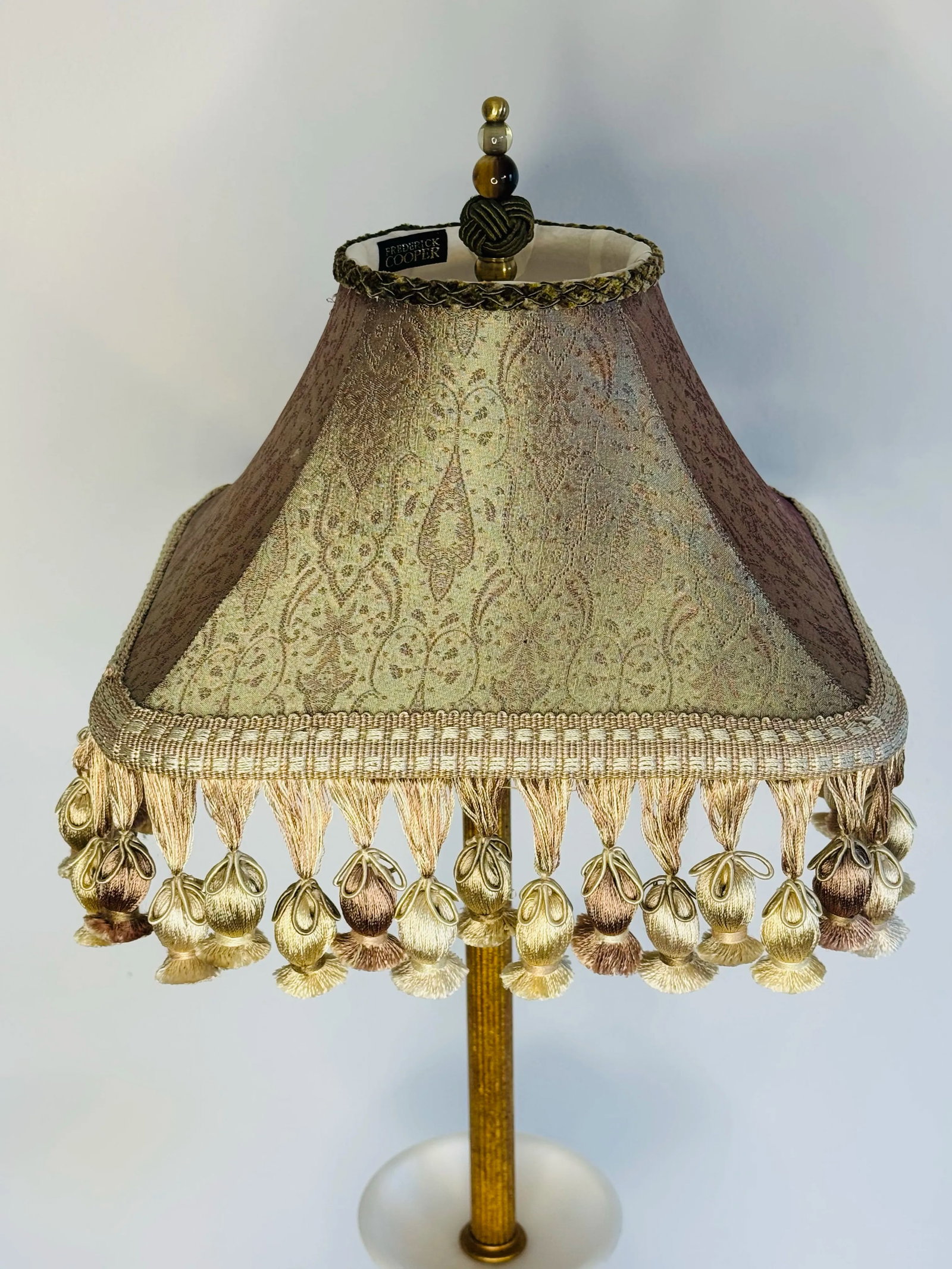 1980s Frederick Cooper Style White Marble & Gilt Metal Tall Table Lamp - 6