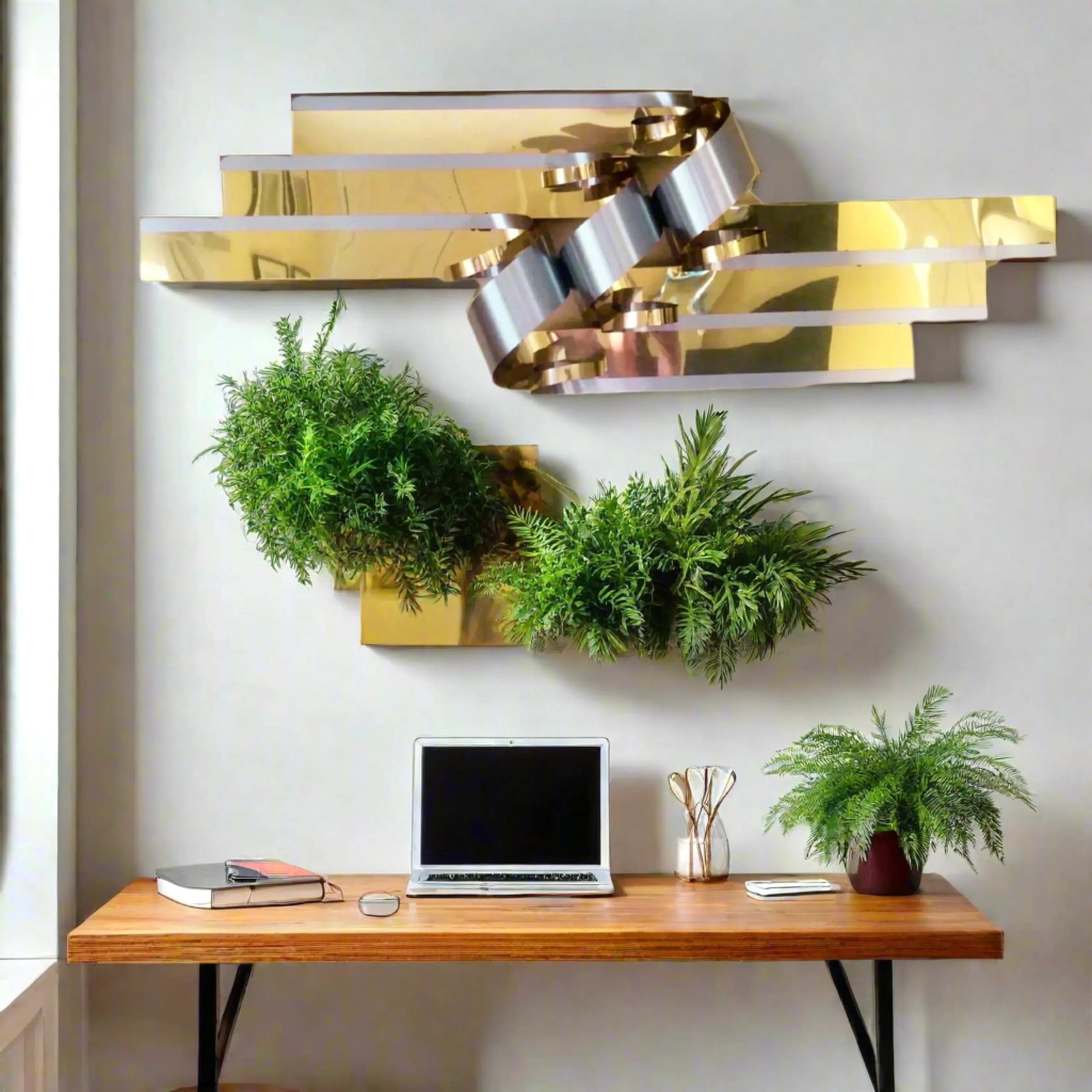 1989 Curtis Jere Brass & Chrome Flash Ribbon Wall Sculpture - 5