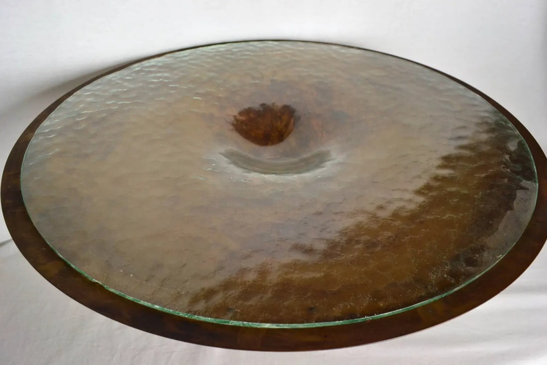 Monumental Vintage Glass Lined Copper Pedestal Bowl - 4