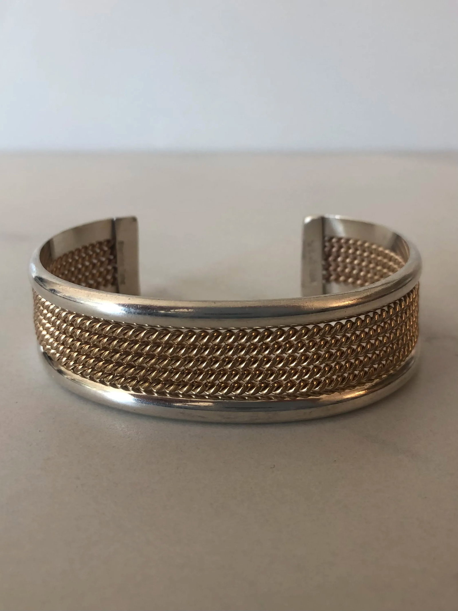 Navajo Tahe Sterling and 12k Gf Braided Cuff Bracelet - 2