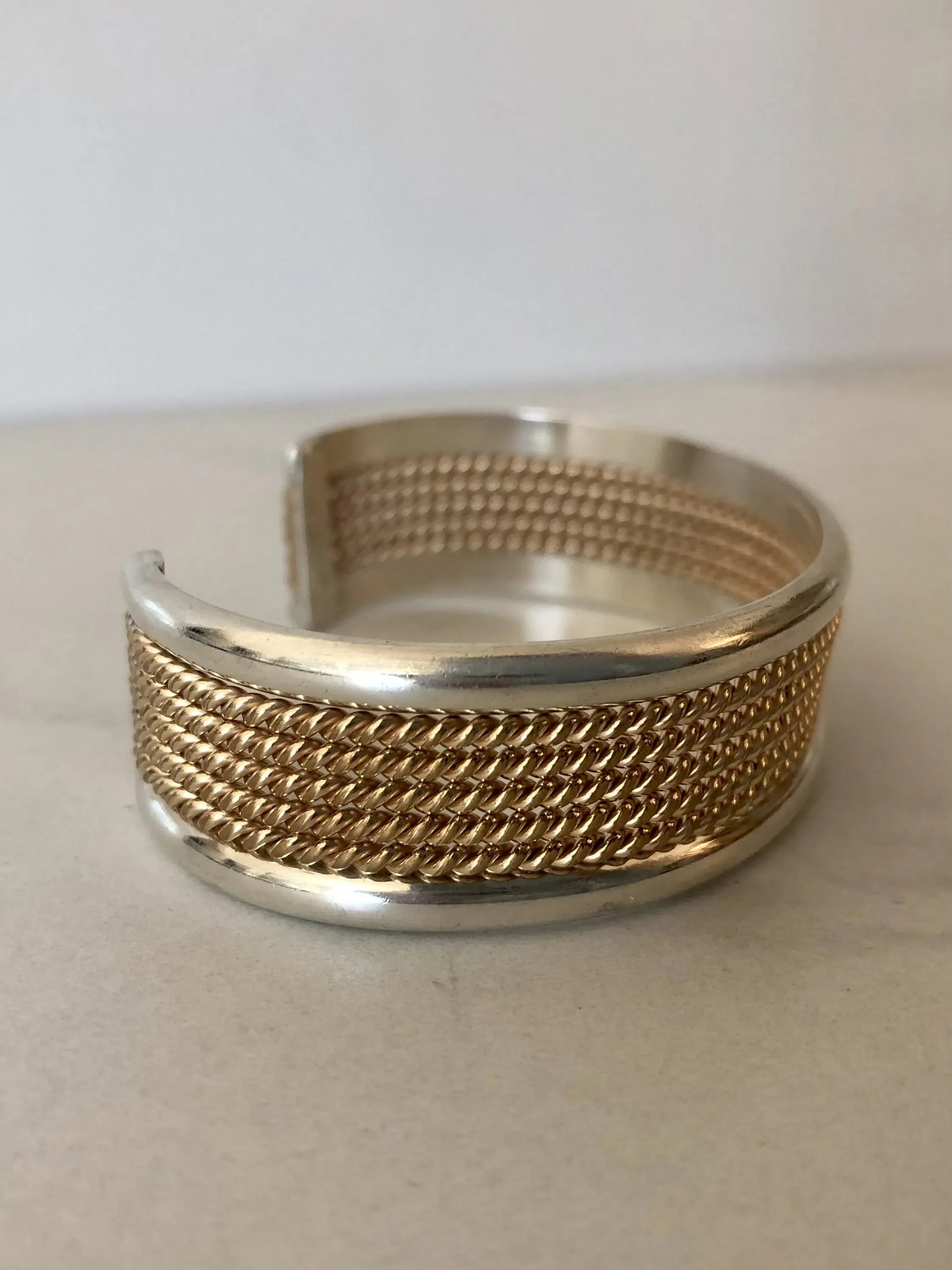 Navajo Tahe Sterling and 12k Gf Braided Cuff Bracelet - 3