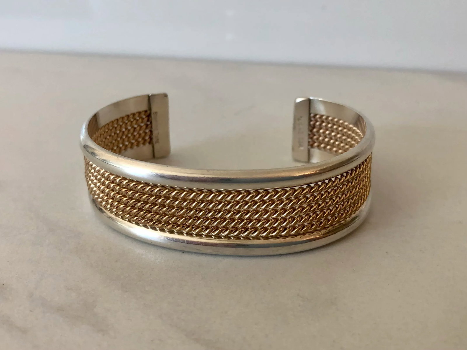 Navajo Tahe Sterling and 12k Gf Braided Cuff Bracelet - 5