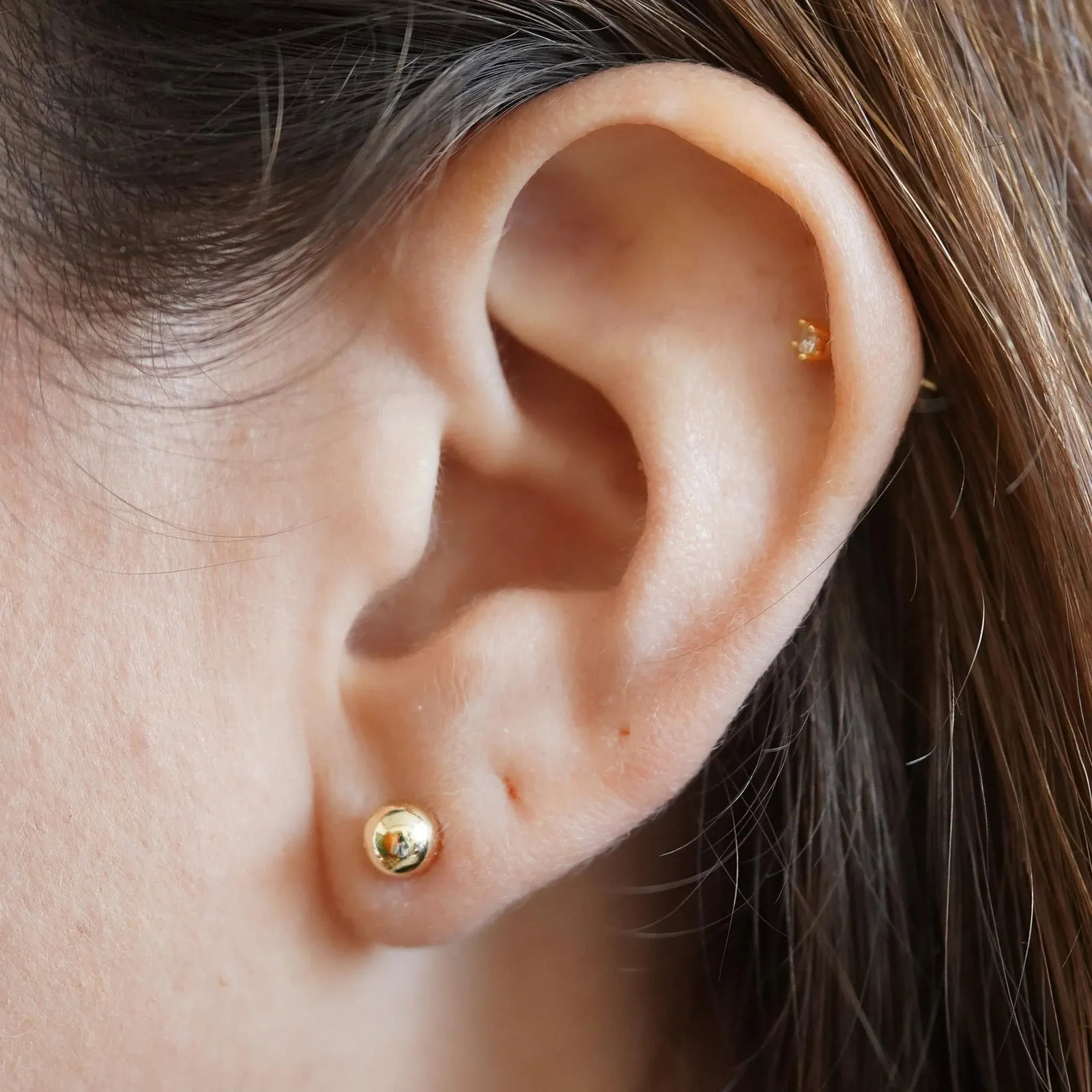 5mm Classic 14k Yellow Gold Ball Stud Earrings in Screw Backs - 2 Pieces - 3